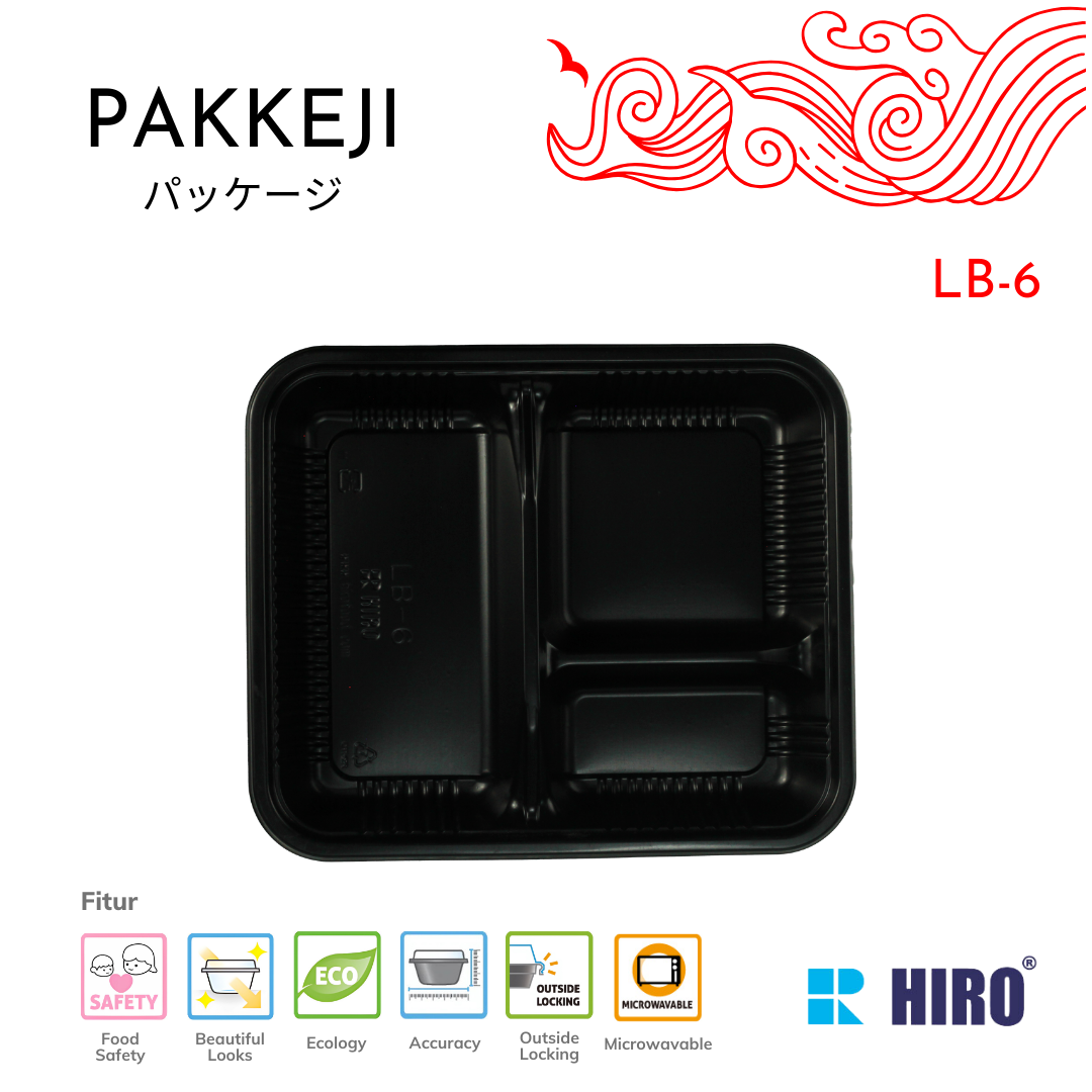 LUNCH BOX - LB-6 BLACK - HIRO FOOD - Gambar 3